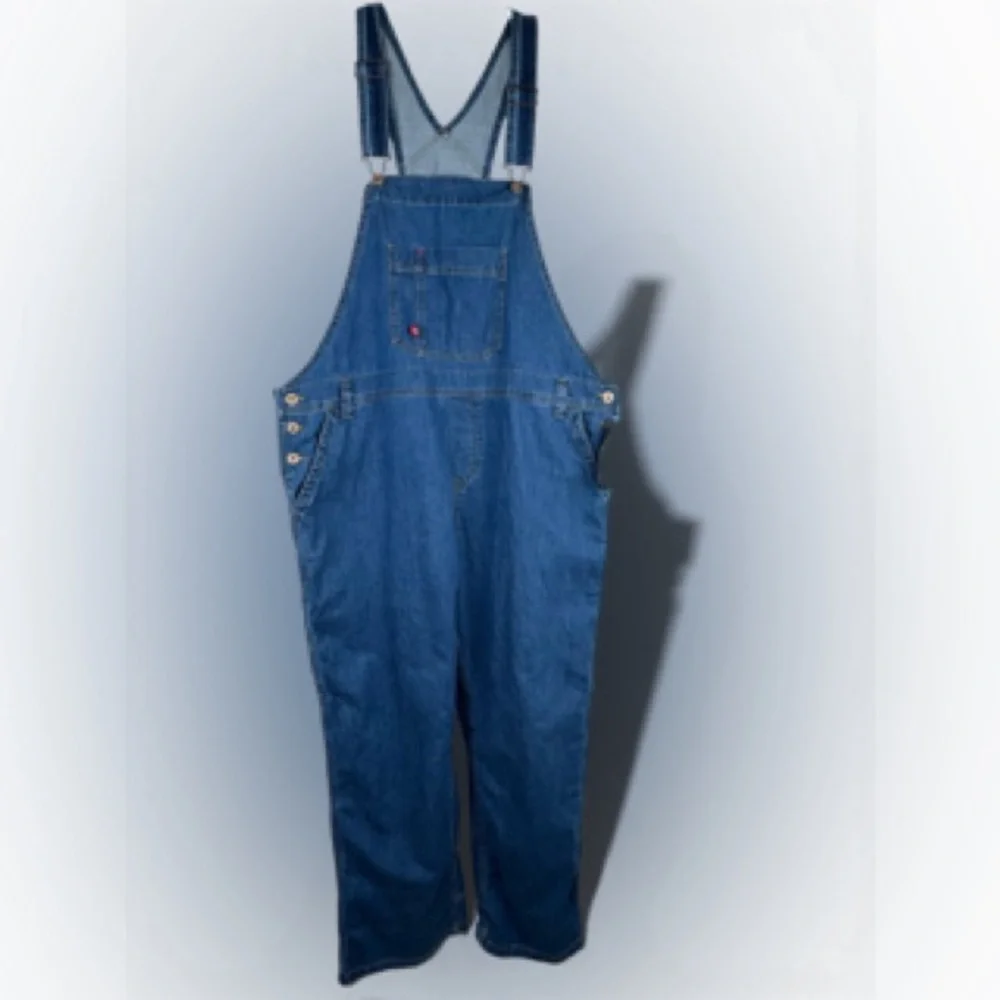 Dickies Bib Overalls Relaxed Fit Straight Leg Fits Over Boots Size XL Blue Denim